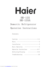 Haier HR-135 Operation Instructions Manual
