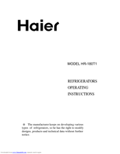 Haier HR-180T2 Operating Instructions Manual