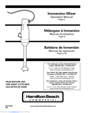 Hamilton Beach HMI200 - Commercial Immersion Handheld Blender Operation Manual