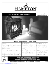 HAMPTON BAY H25-NG1, H25-LP1 Owners & Installation Manual