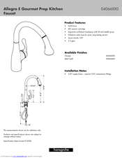 Hans Grohe Allegro E Gourmet Prep Kitchen Faucet 04066XX0 Specification Sheet