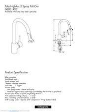 Hans Grohe Talis 06801XX0 Product Specification