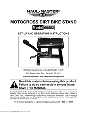 HAUL MASTER MOTOCROSS DIRT BIKE STAND Set Up And Operating Instructions Manual