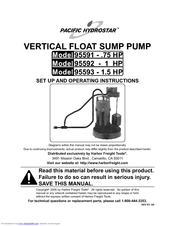 Pacific hydrostar 95593 Set Up And Operating Instructions Manual