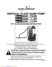 Pacific hydrostar 95591 Set Up And Operating Instructions Manual