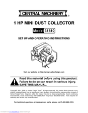 Harbor Freight Tools 31810 Set Up And Operating Instructions Manual