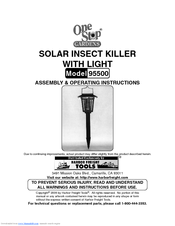 One Stop Gardens SOLAR INSECT KILLER 95500 Assembly & Operating Instructions