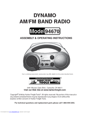 Harbor Freight Tools AM/FM 94670 Assembly & Operating Instructions