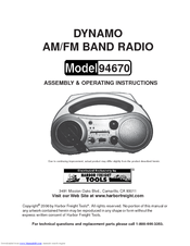Harbor Freight Tools 94670 Assembly & Operating Instructions