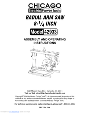 Chicago Electric 42933 Assembly And Operating Instructions Manual