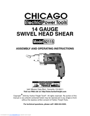 Chicago Electric 92115 Assembly And Operating Instructions Manual