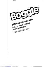 Parker Brothers Boggle 3-Minute Word Game Owner's Manual