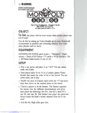 Hasbro Monopoly Junior Instruction Manual