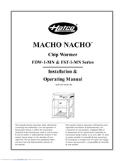 Hatco MACHO NACHO FDW-1-MN Series Installation And Operating Manual