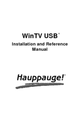 Hauppauge WinTV USB Installation And Reference Manual