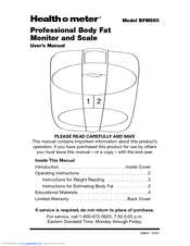 Sunbeam Healthometer BFM950 User Manual
