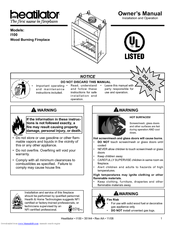 Heatilator Wood Burning Fireplace I100 Owner's Manual