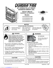 Quadra-Fire MT VERNON Pellet Insert Advanced Energy (AE) MTVERNINSAE-CSB Owner's Manual