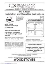 Heartland HL-Artisan Installation And Operating Instructions Manual