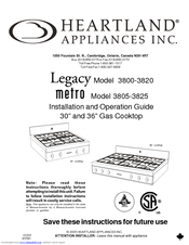 Heartland Appliances Legacy 3820 Installation And Operation Manual