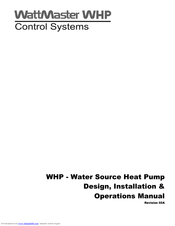 WattMaster Water Source Heat Pump Installation & Operation Manual