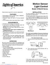 Lights of America Motion Sensor Light Control 9700LeD Owner's Manual
