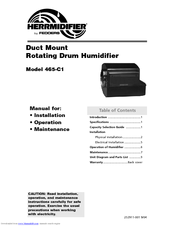 Herrmidifier 465-C1 Installation, Operation And Maintenance Instructions