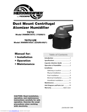 Herrmidifier 707U Installation, Operation And Maintenance Instructions