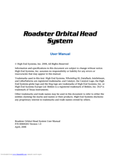 High End Systems Roadster Orbital Head System User Manual