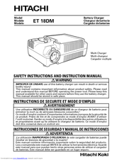 Hitachi ET 18DM Safety And Instruction Manual