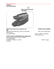 Hitachi VM-3700A - Camcorder Instruction Manual