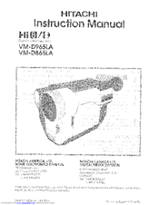 Hitachi VM-865LA - Camcorder Instruction Manual