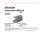 Hitachi VM-6500A - Camcorder Instruction Manual