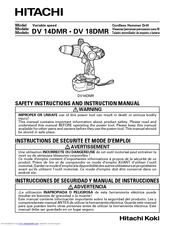 Hitachi DV 14DMR Safety Instructions And Instruction Manual