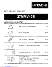 Hitachi 27MMV40B Operating Manual