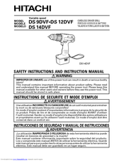 Hitachi DS 12DVF Safety Instructions And Instruction Manual