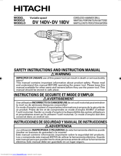 Hitachi VARIABLE SPEED DV 18DV Safety And Instruction Manual