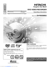 Hitachi DV-RX5000U Operating Instructions Manual