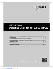 Hitachi 37HDL52 - LCD Direct View TV Operating Manual
