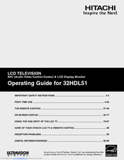 Hitachi 32HDL51 Operating Manual