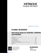 Hitachi P42T501, P42T501A, P50T501, P5 Manuals | ManualsLib