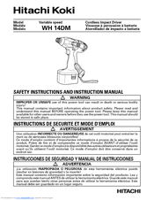 Hitachi WH 14DM Instruction And Safety Manual