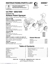 Graco ULTRA R MAX 695 309067 Instructions-Parts List Manual