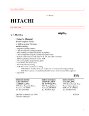 Hitachi VT-M282A Owner's Manual