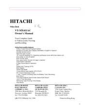 Hitachi VT-MX411AC Owner's Manual