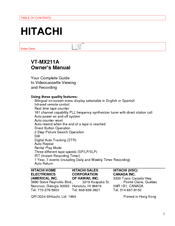 Hitachi VT-MX211A Owner's Manual