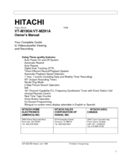 Hitachi VT-M291A Owner's Manual