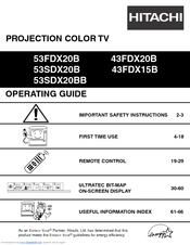 Hitachi 53SDX20BB Operating Manual
