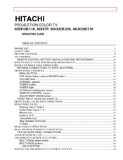 Hitachi 46UX20B Operating Manual