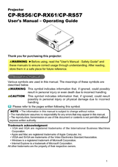 Hitachi CP-RX61 series User Manual – Operating Manual